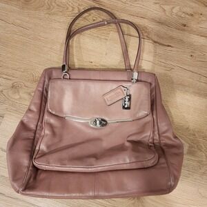 Coach Madison Madeline North South Convertible Satchel Rose Gold Leather